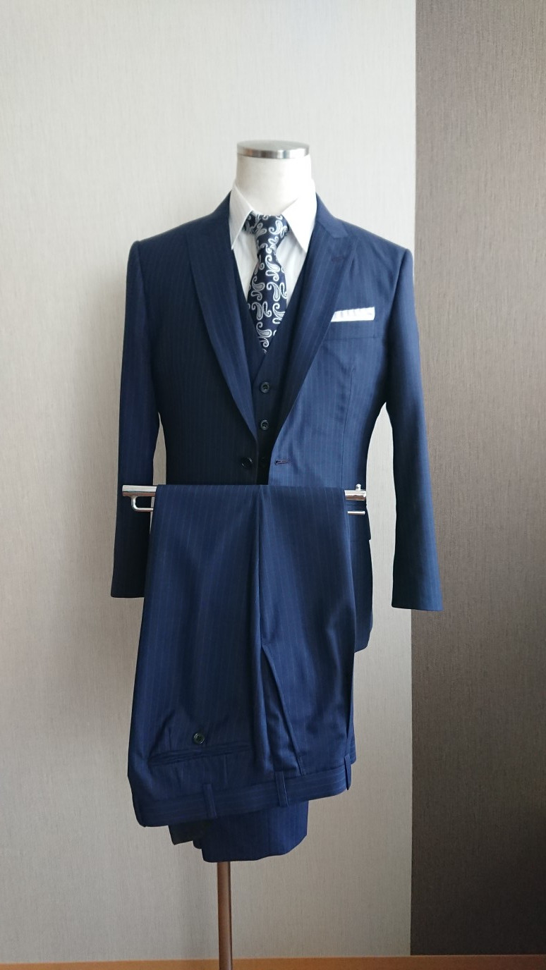 JOHN FOSTER ／NAVY・BLUE-STRIPE | 倉敷市児島のオーダースーツ｜T-mayk